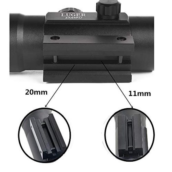 Luger Rifle Scope 4 Luger Tactical 3X44 Red Green Dot Sight Rifle Scope for 11mm/20mm Rail Mount