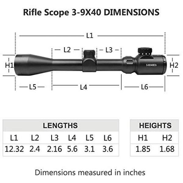 Feyachi Rifle Scope 3 Feyachi RFS-18 Tactical Rifle Scope 3-9x40 Rangefinder Red & Green Illuminated Reticle Optics Hunting Scope 1 Inch Tube