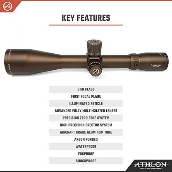 Wearable4U Rifle Scope 4 Wearable4U Athlon Optics Ares ETR 4.5-30x56, Direct Dial, Side Focus, 34mm, APLR2 FFP IR MOA Reticle Riflescope (Brown) with Extra Battery CR2032 Lens Cleaning Pen and Lens Cleaning Cloth Bundle
