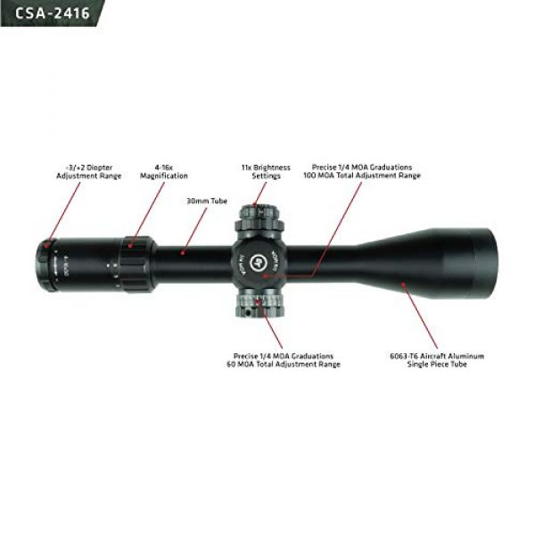 Crimson Trace Rifle Scope 3 Crimson Trace Optics Sport Riflescope 4-16x50mm MOA/FFP with MR1-MOA with Illuminated Reticle, 2 Series CSA-2416