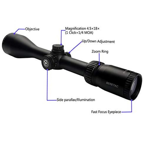 Berotoc Rifle Scope 3 Berotoc Rifle Scope 4.5-18x44SF/4x32/3-9x40/3-9x32EG Riflescopes Combo Optical Sight Tactical Illuminated Matte Black for Outdoors Sports Fitness Hunting Fishing