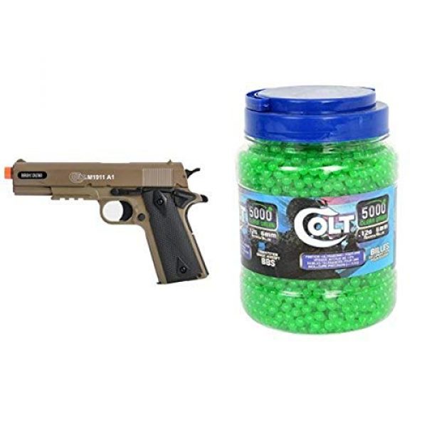 Colt Airsoft Pistol 1 Colt Soft Air Spring Pistol with Metal Slide, Tan, with Colt 5000ct .12g BBs