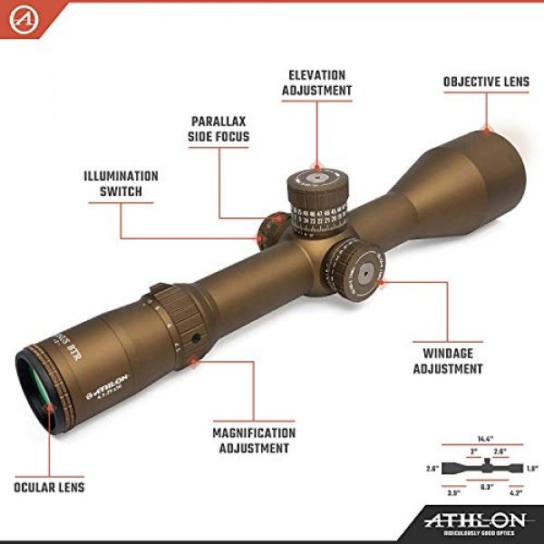 Wearable4U Rifle Scope 2 Athlon Optics Cronus Riflescope with Included Extra Battery CR2032 and Wearable4U Lens Cleaning Pen and Lens Cleaning Cloth Bundle
