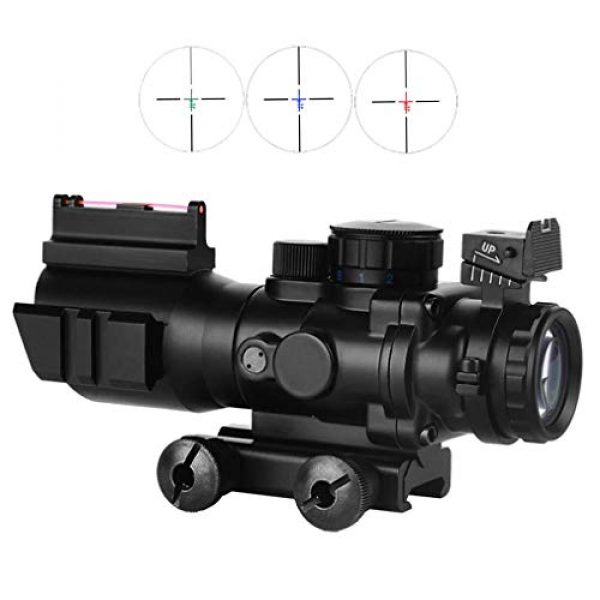 BESTSCOPE Rifle Scope 4 BESTSCOPE Rifle Scope 4x32 Red/Green/Blue Illuminated Quickly Range Reticle Scope with Top Fiber Optic Sight and Weaver Slots