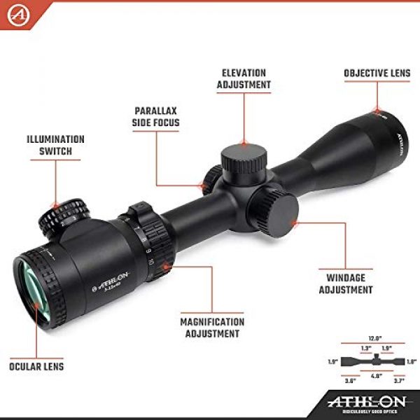 Wearable4U Rifle Scope 5 Athlon Optics Talos 3-12x40, Capped, Side Focus, 1 inch, SFP Riflescope with Included Wearable4U Lens Cleaning Pen and Lens Cleaning Cloth Bundle