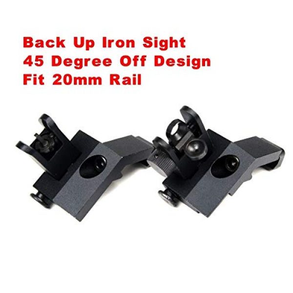 KTAIS Rifle Sight 2 KTAIS 1 Pair Tactical Front and Rear Flip Up 45 Degree Offset Rapid Backup Iron Sight Transition Gun Accessories for Hunting (Color : Black)