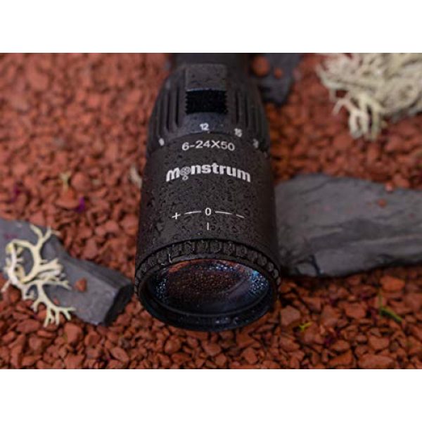 Monstrum Rifle Scope 5 Monstrum G2 6-24x50 First Focal Plane FFP Rifle Scope with Parallax Adjustment | ME308 Extended Offset Scope Mount | Bundle