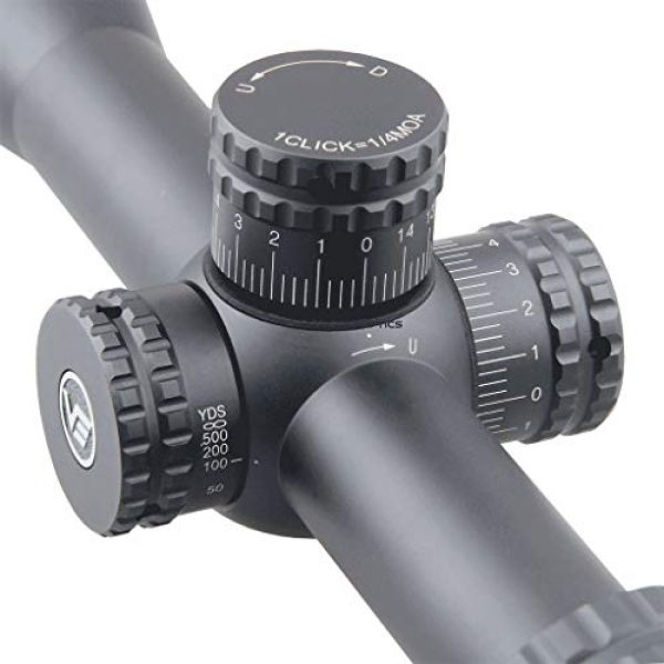 Vector Optics Rifle Scope 3 Vector Optics Hugo 6-24x50 Second Focal Plane (SFP) Riflescope, 25.4mm Tube, 1/4 MOA Per Click Adjustment, Turret Lock System, Free Mount Rings, Lens Caps, 3 Inches Sunshade
