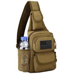 Protector Plus Tactical Backpack 1 Protector Plus Tactical Sling Bag Military MOLLE Crossbody Pack Chest Shoulder Backpack with Water Bottle Holder Pouch EDC Diaper Motorcycle Daypack (Patch Included)