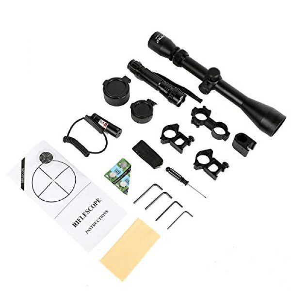Pinty Rifle Scope 6 Pinty 3-9X40 Duplex Optical Hunting Rifle Scope Combo with Red Laser and Torch