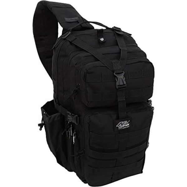 NPUSA Tactical Backpack 1 Mens Multicam Molle 2L Hydration Ready Sling Bag with Keychain Compass or Key Ring Carabiner+ 2 Zipper Pulls