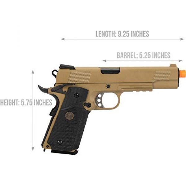 Lancer Tactical Airsoft Pistol 2 Lancer Tactical WE 1911 Full Metal MEU Airsoft Gas Blowback Pistol with Picatinny Rail TAN 350 FPS