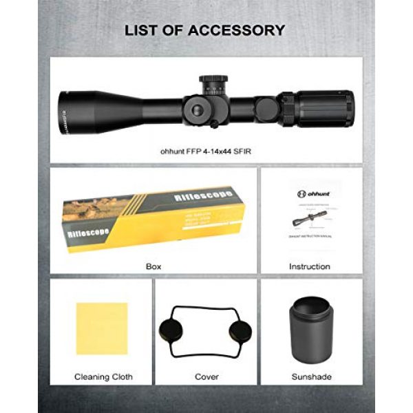 ohhunt Rifle Scope 7 ohhunt FFP 4-14X44 SFIR First Focal Plane Riflescope RG Illuminated Scope with Mount