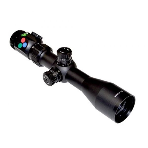 Presma Rifle Scope 7 PRESMA 2-10x44 Hunting Rifle Scope with RXR Illuminated Red, Green and Blue Mil-Dot Glass Reticle