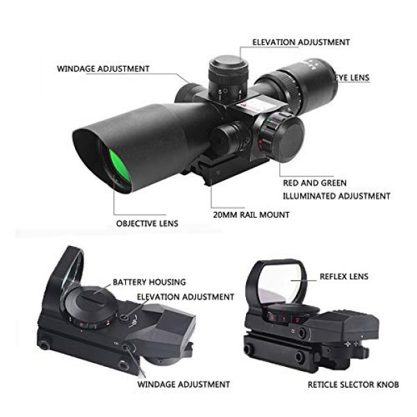 Luger Rifle Scope 4 2.5-10x40 Tactical Rifle Scope - Red Green Illuminated Mildot Range Finder Reticle