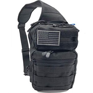 BH AMAZING, LLC Tactical Backpack 1 BH Tactical Sling Backpack | Military Army Rover Shoulder Bag Pack | Molle Assault Range Bag | Everyday Small Conceal Carry w/ USA Flag | Gear for Outdoor Sports, Hiking, Camping, Trekking | EMS CCW
