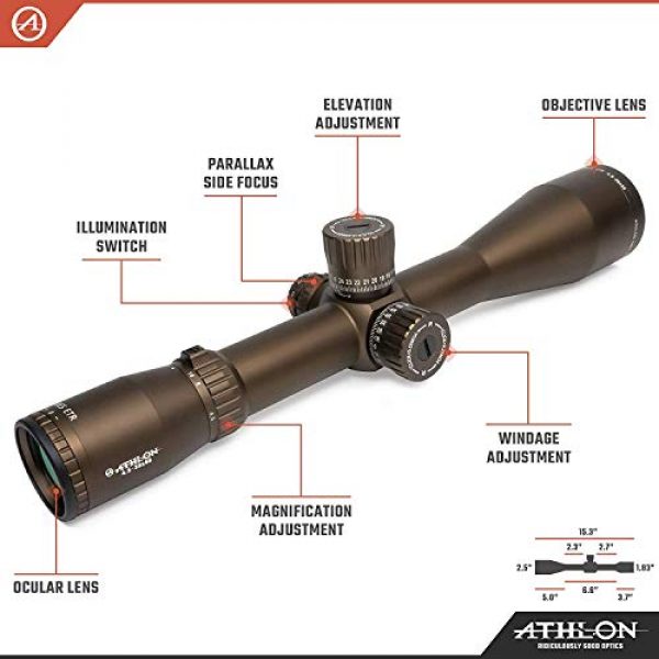 Wearable4U Rifle Scope 3 Wearable4U Athlon Optics Ares ETR 4.5-30x56, Direct Dial, Side Focus, 34mm, APLR2 FFP IR MOA Reticle Riflescope (Brown) with Extra Battery CR2032 Lens Cleaning Pen and Lens Cleaning Cloth Bundle