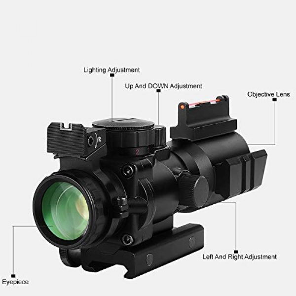 BESTSCOPE Rifle Scope 2 BESTSCOPE Rifle Scope 4x32 Red/Green/Blue Illuminated Quickly Range Reticle Scope with Top Fiber Optic Sight and Weaver Slots
