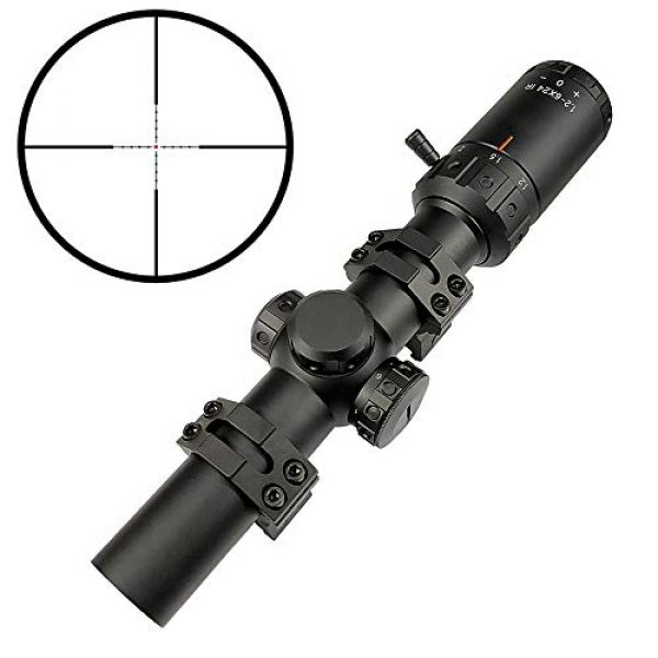 Persei Rifle Scope 2 Persei 1.2-6x24 Rifle Scope with Red Illuminated Glass Reticle 30mm Tube and Medium Profile Scope Rings