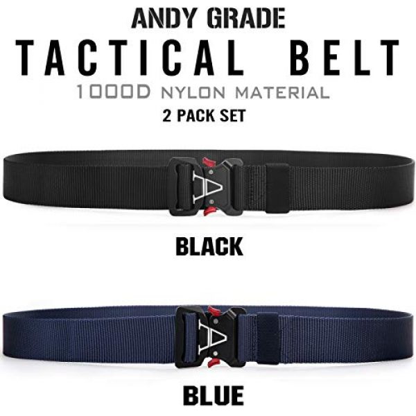 ANDY GRADE Tactical Belt 2 ANDY GRADE Tactical Belts for Men Nylon Adjustable Military Belts Webbing Waist Belt with Heavy Duty Quick Release Metal Buckle