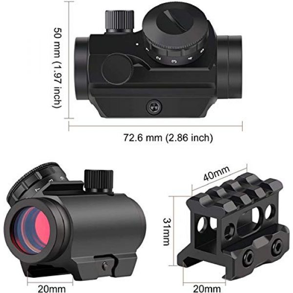 QILU Rifle Scope 2 QILU 3-4MOA Micro Red Dot Sight, 3-4MOA Compact 11 Brightness Red Dot Scope with Riser Mount