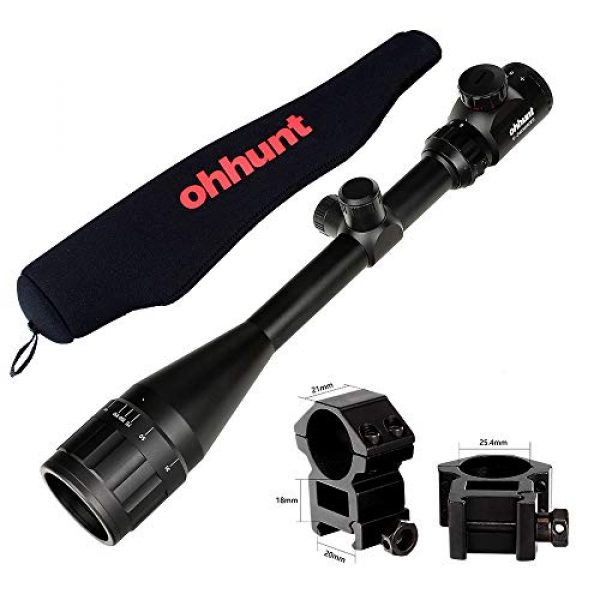 ohhunt Rifle Scope 6 ohhunt 6-24x50 AOEG Rangefinder Reticle Hunting Rifle Scopes Scope Protector Cover 25.4mm Picatinny Rings