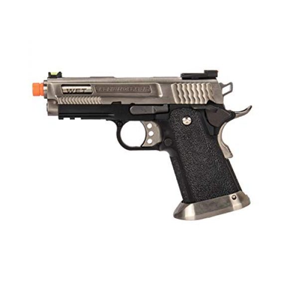 Lancer Tactical Airsoft Pistol 1 Lancer Tactical WE-Tech Hi-Capa 3.8 Brontosaurus Full Auto Gas Blowback Airsoft Pistol Silver