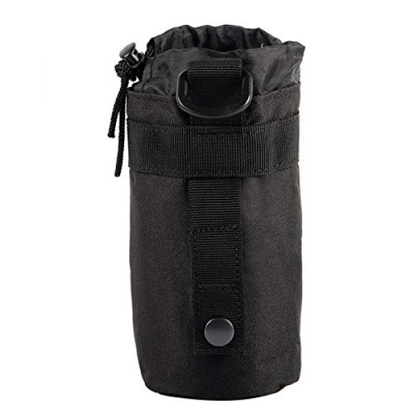 DONGKER Tactical Pouch 1 Tactical Water Bottle Pouch, Tactical Bottle Holder Hydration Carrier Mesh Bottom with Drawstring Tactical Holder Storage Bag for Outdoor Hiking , Cycling, Hunting (Black)