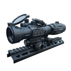AIMPRO Rifle Scope 1 AIMPRO ALFA Red Dot Sight with Flip to Side Magnifier Combo