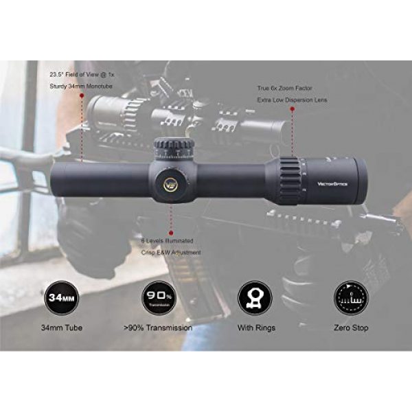 Vector Optics Rifle Scope 3 Vector Optics Continental Riflescopes 1-6x28 First Focal Plane Tactical MIL Reticle Zero-Stop & Turret Lock 34mm Monotube Illumiated Rifle Scope FFP