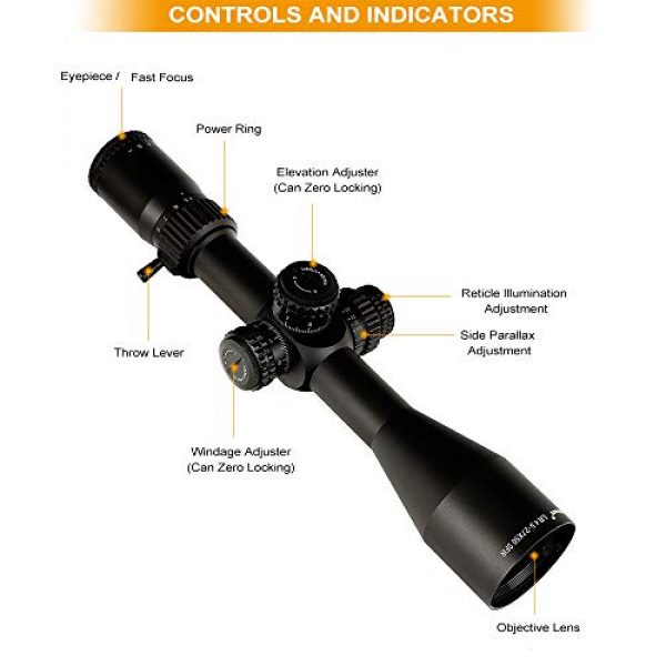 ohhunt Rifle Scope 5 ohhunt LR 4.5-27x50 SFIR Hunting Rifle Scope 30mm Tube Red Illumination Mil Dot Glass Etched Reticle with Mount Side Parallax Turrets Lock Reset