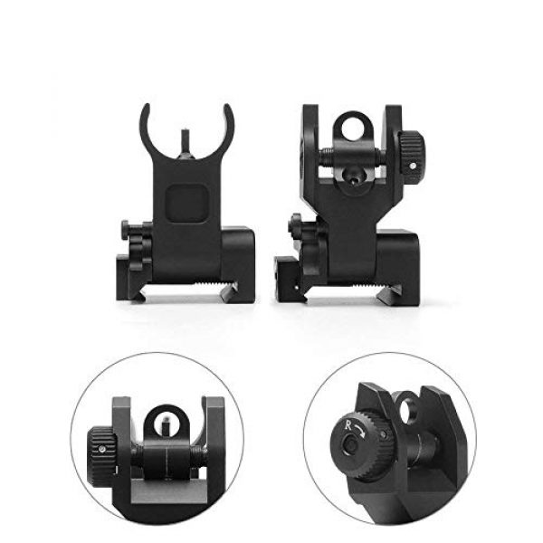 KTAIS Rifle Sight 2 KTAIS Flip up Front Rear Iron Sight Set Dual Half Moon Shape BUIS Sights fit 20mm Mount of Hunting Gun Rifle Airsoft Accessory (Color : Black)