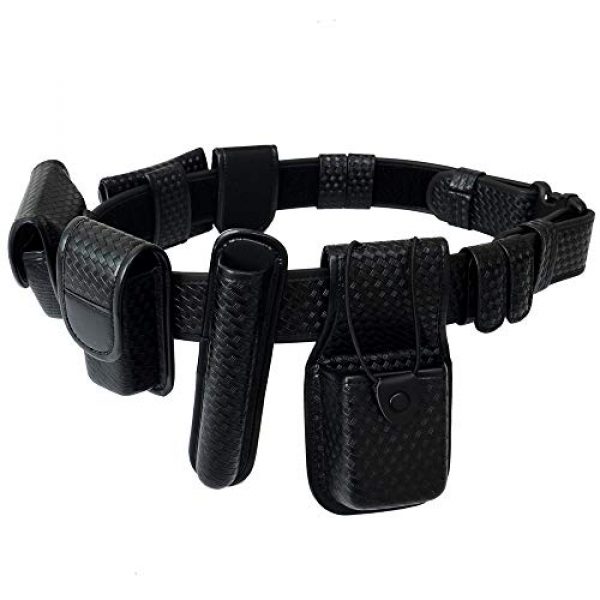 YunShao Tactical Belt 4 YunShao 8-in-1 Duty Utility Belt Rig, Police Duty Belt kit with Pouches - Handcuff Case, Radio Pouch, Glove Pouch, Light Holder, Baton Holder, MK3 Holder, Belt Keeper, Basketweave