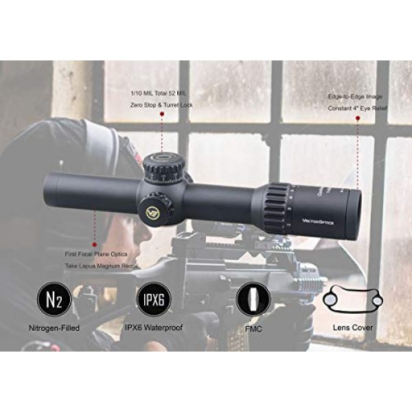 Vector Optics Rifle Scope 2 Vector Optics Continental Riflescopes 1-6x28 First Focal Plane Tactical MIL Reticle Zero-Stop & Turret Lock 34mm Monotube Illumiated Rifle Scope FFP