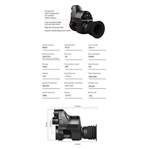 DJym Rifle Scope 2 DJym High-Definition Night Vision Infrared Night Shooting Hunting Night Vision, Night Vision Monoculars (Sight Accessories)