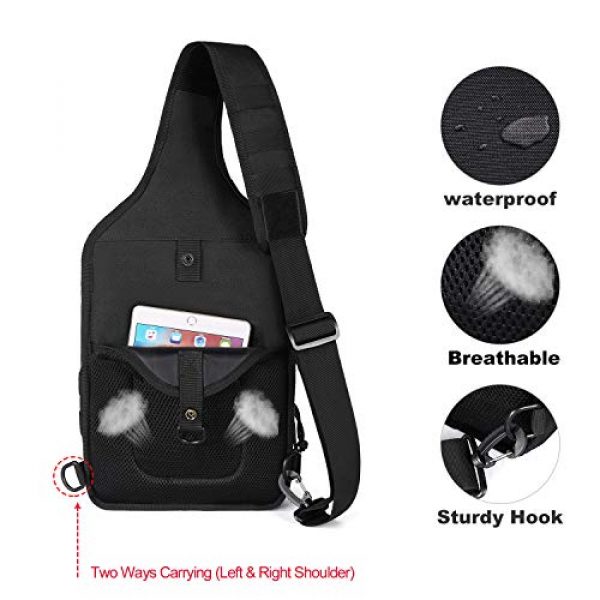 MOSISO Tactical Backpack 6 MOSISO Tactical Backpack, 2 Layer Chest Slingbag 600D Polyester Military Army Assault Molle Rucksack Shoulder Bag for Outdoor Sports Hiking Hunting Fishing Camping Training, Black