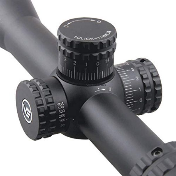 Vector Optics Rifle Scope 3 Vector Optics Hugo 4-16x44 Second Focal Plane (SFP) Riflescope, 25.4mm Tube, 1/4 MOA Per Click Adjustment, Turret Lock System, Free Mount Rings, Lens Caps, 3 Inches Sunshade