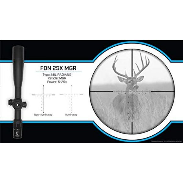 U.S. Optics Rifle Scope 7 U.S. Optics FDN-25X Riflescope, 5-25x52mm, 34mm Tube, FFP, MGR Reticle, 1/10 MIL FDN 25X MGR