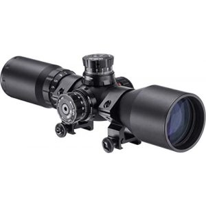 BARSKA Rifle Scope 1 Barska AC13268 Contour Rifle Scope 3-9x42 Illuminated Trace MOA Reticle with Rings, Black, One Size