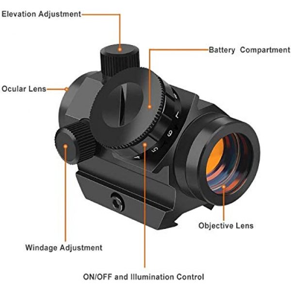 QILU Rifle Scope 4 QILU 3-4MOA Micro Red Dot Sight, 3-4 MOA Compact Red Dot Scope 1" Riser Mount for Cowitness with Iron Sights Waterproof and Shockproof Scratch Resistant Amber Lens