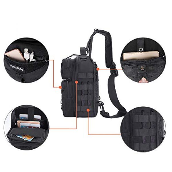 MOSISO Tactical Backpack 2 MOSISO Tactical Backpack, One Shoulder Slingbag Military Army Assault Molle Rucksack Everyday Carrying Daypack with USA Flag Patch for Outdoor Sports Hiking Hunting Fishing Camping Training, Black