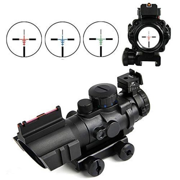 Luger Rifle Scope 6 Luger Triple Red/Green/Blue 4x32mm Prism Rifle Scope Illuminated Top Fiber Optic Sight