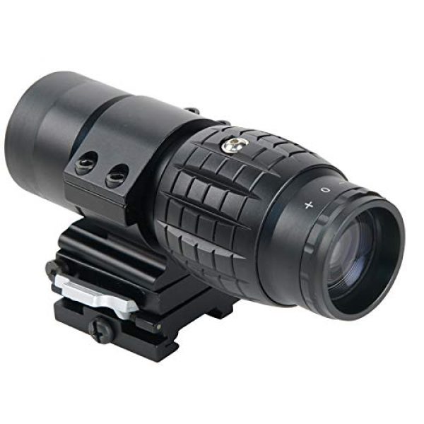 Bbrand Rifle Scope 2 3X Magnifier flip to Side Scope 3x30mm Rifle Magnifier with QD Mount and Len Covers (Black)