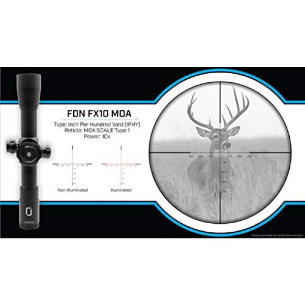 U.S. Optics Rifle Scope 7 U.S. Optics FDNFX-10 Riflescope, 10x40mm, 34mm Tube, FFP, MOA Scale Type 1 Reticle, FDN FX10 MOA