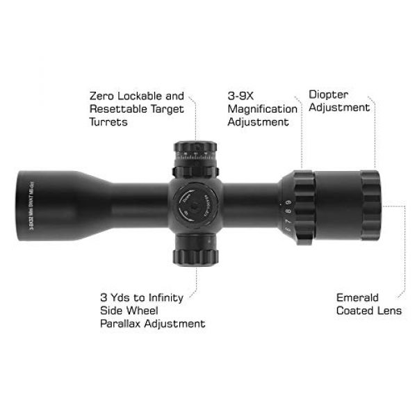 Leapers Rifle Scope 2 Leapers Inc., UTG BugBuster Riflescope, 3-9x32mm, 1" Tube, Side AO, Mil-Dot Reticle, DT Rings, Black