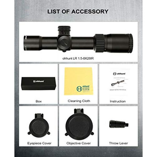 ohhunt Rifle Scope 7 ohhunt LR 1.5-8X28 Compact Hunting Scope Mil Dot Reticle Red Illumination Rifle Scopes