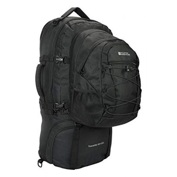 Mountain Warehouse Tactical Backpack 4 Mountain Warehouse Traveller 60 + 20L Travel Backpack - for Camping, Outdoor Rucksack with Detachable Daypack