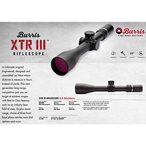 Burris Optics Rifle Scope 6 Burris Xtreme Tactical XTR III Precision Rifle Scope with 5x Zoom and Zero Click Stop Adjustment