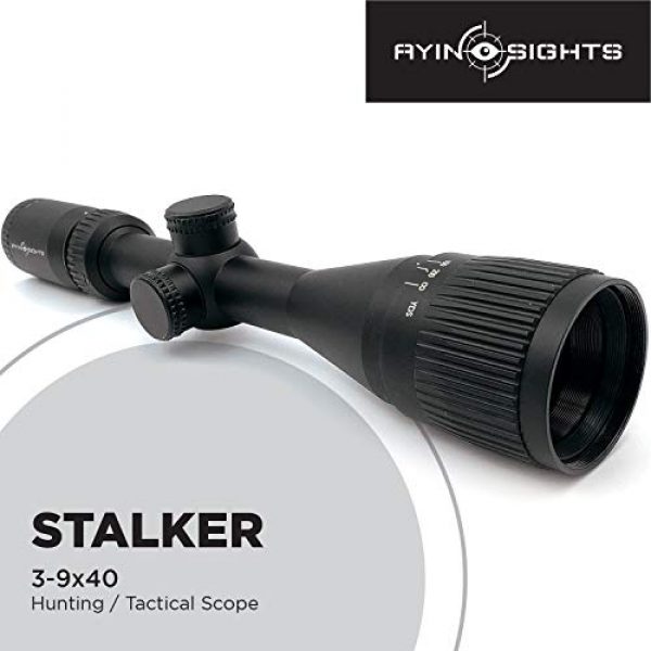 AYIN Rifle Scope 3 AYIN Sights Stalker 3-9x40 Tactical/Hunting Scope with Capped Turrets, Parallax Adjustment & Scope Cover