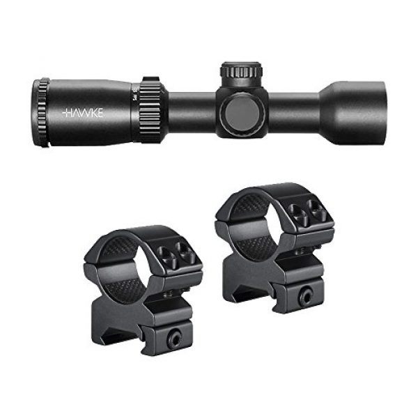 Hawke Sport Optics Crossbow Scope 2 Hawke Sport Optics 12221 XB1 Vari-Speed SR IR Crossbow Scope and 2-Pc Weaver Mounting Rings Kit